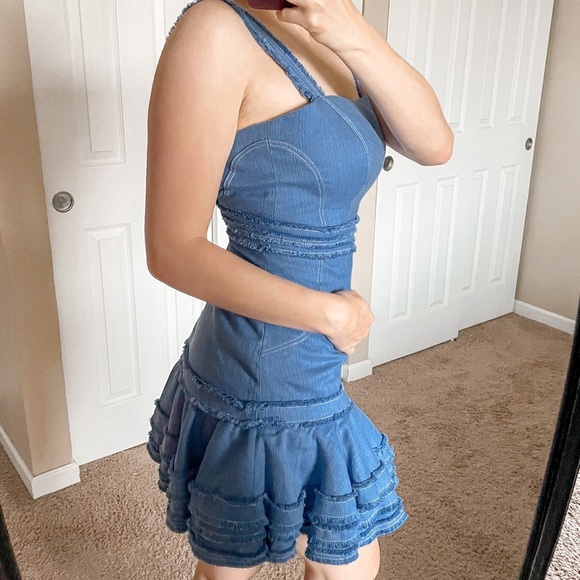 Alexis Denim Judith Dress Shell Blue Linen Sleeveless Mini S - Picture 3 of 14